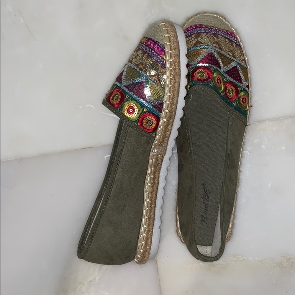 Sequin detailed espadrille flats